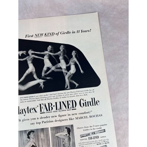 Vintage 1951 Playtex Fab Lined Girdle Woman Leaping Print Advertisement - Picture 4 of 5